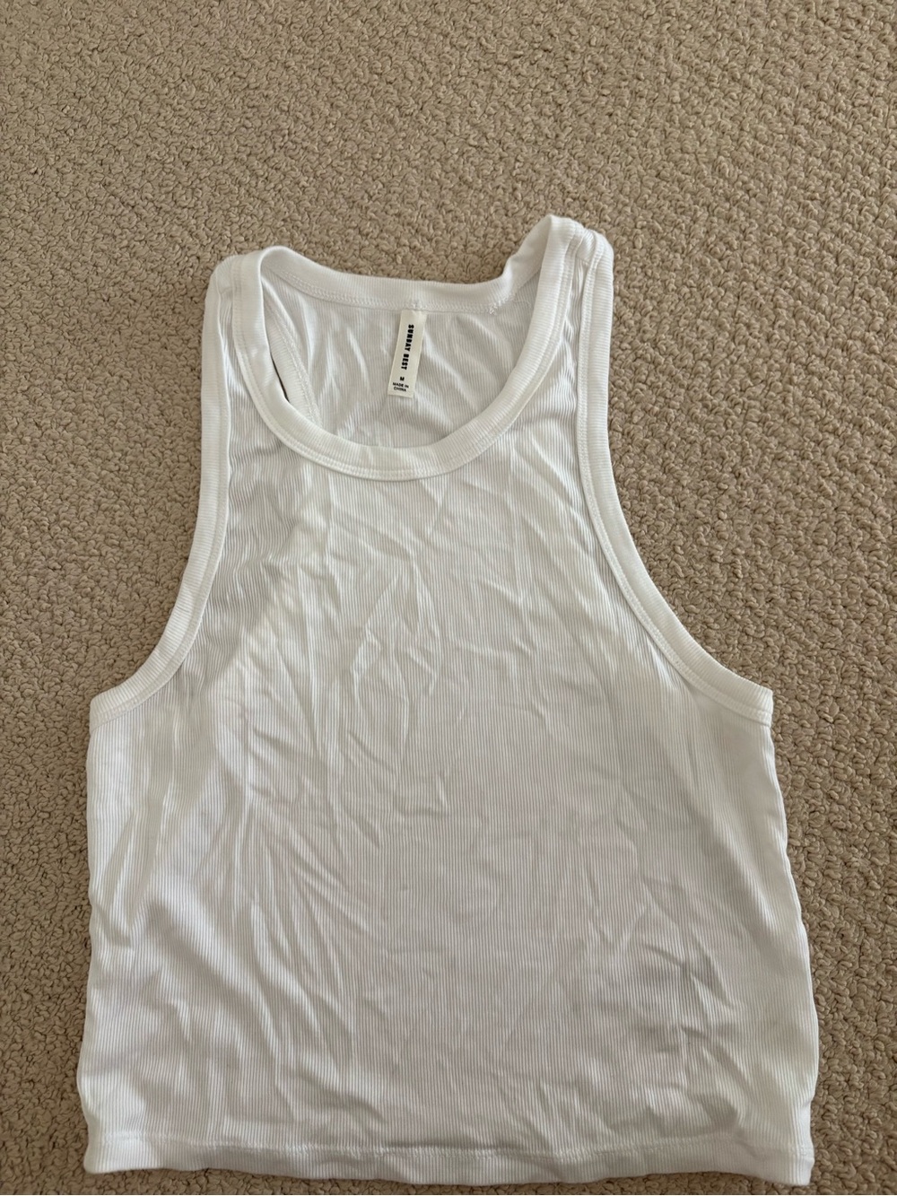 Sunday Best White Ribbed Tank